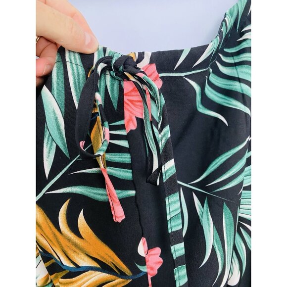 Shein Curve Women's Size 0XL Sleeveless Midi Dress Tropical Print Aloha Sundress - Picture 3 of 8